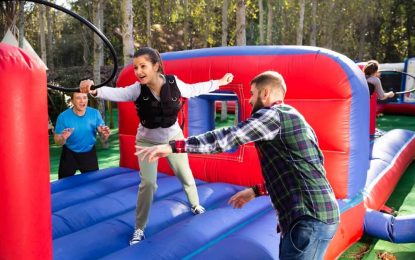sports themed inflatables obstacle course